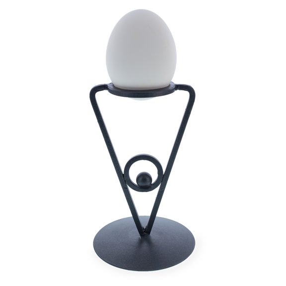 Triangle Black Wrought Iron Metal Sphere or Egg Holder Stand 6.5 Inches