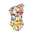 thumbnail image 4 of Yiaed Transports with Animals Print Women One Piece Swimsuits Tummy Control One Shoulder Bathing Suits Pattern Ruffle Swimwear-Large, 4 of 8