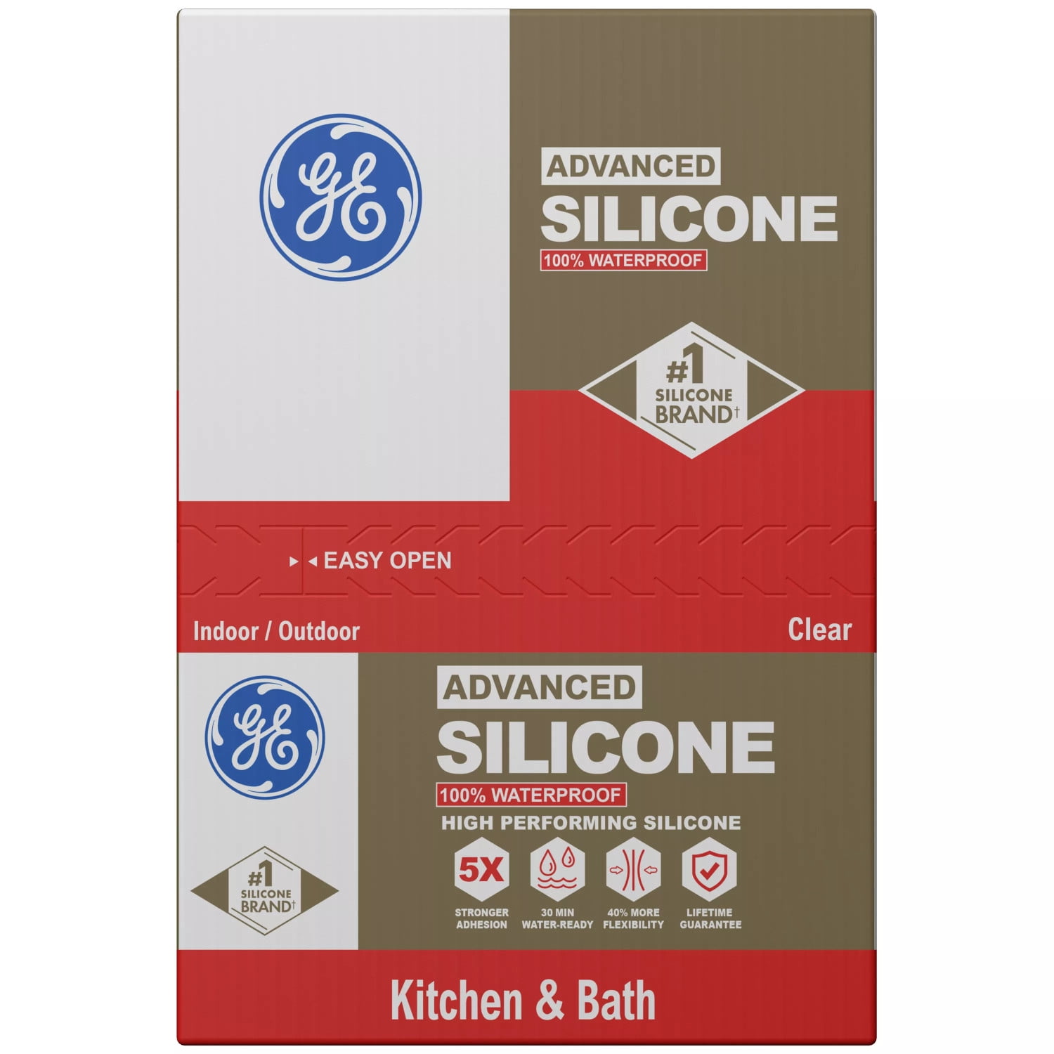 (4 pack) GE Advanced Silicone Kitchen & Bath Sealant, Pack of 1, Clear 10.1 fl oz Cartridge