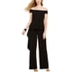 thumbnail image 1 of Adrianna Papell Womens Off-The-Shoulder Peplum Jumpsuit black 10, 1 of 1