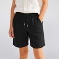 thumbnail image 2 of LIIPEE Girls Kids Solid Color Drawstring Waist Waffle Knit Casual Shorts For Summer Daily Wear Outdoor Activities School Casual Outings Black 3-4 Years, 2 of 9