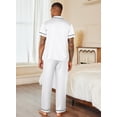 thumbnail image 5 of EKOUAER Mens Satin Pajama Set Short Sleeve Classic Sleepwear Button Down Silky Loungewear with Long Pants, 5 of 6