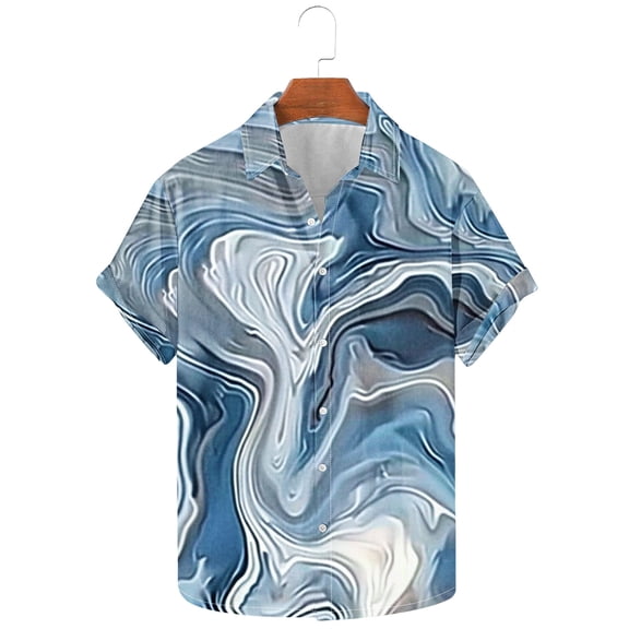 miqiqism Comfy Shirts Mens Short Sleeve Tops Tie Dye Blouses Botton Down Tee Top Shirt Casual Outfits Trendy Summer Clothings,06_Multicolor,3X-Large