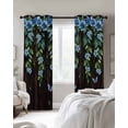 thumbnail image 4 of Blue Floral Spring Kitchen Curtains Summer Vintage Botanical Wooden Cafe Short Curtains for Bathroom Blackout Window Curtain Grommet Small Window Treatment Drapes for Bedroom Living Room 52"x45"x2, 4 of 9