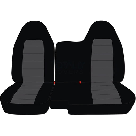 T8-Designcovers Fits 1998-2003 Ford Ranger/Mazda B-Series Velour Truck Seat Covers(60/40 Split Bench)-No Armrest:Black and Charcoal