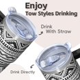 thumbnail image 4 of 20oz Coffee Cup with Lid and Straw, Bohemian Stainless Steel Insulated Travel Tumbler, Double Wall Vacuum, Leakproof Thermal Mug, 4 of 5