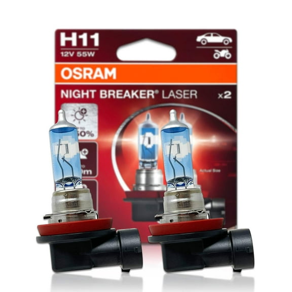 H11: Osram 64211NL-2HB Night Breaker Laser Halogen Bulbs | Eco Pack | Pack of 2