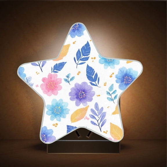 Star Night Light Auto On/Off Plug-in Wall Light with Light Sensor Warm White LED for Home Party Blue and Purple Flowers