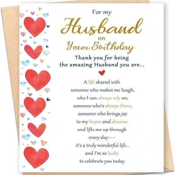 CCOCC Romantic Birthday Card for Husband, Sweet Greeting Card from Wife, Heartfelt Love Message