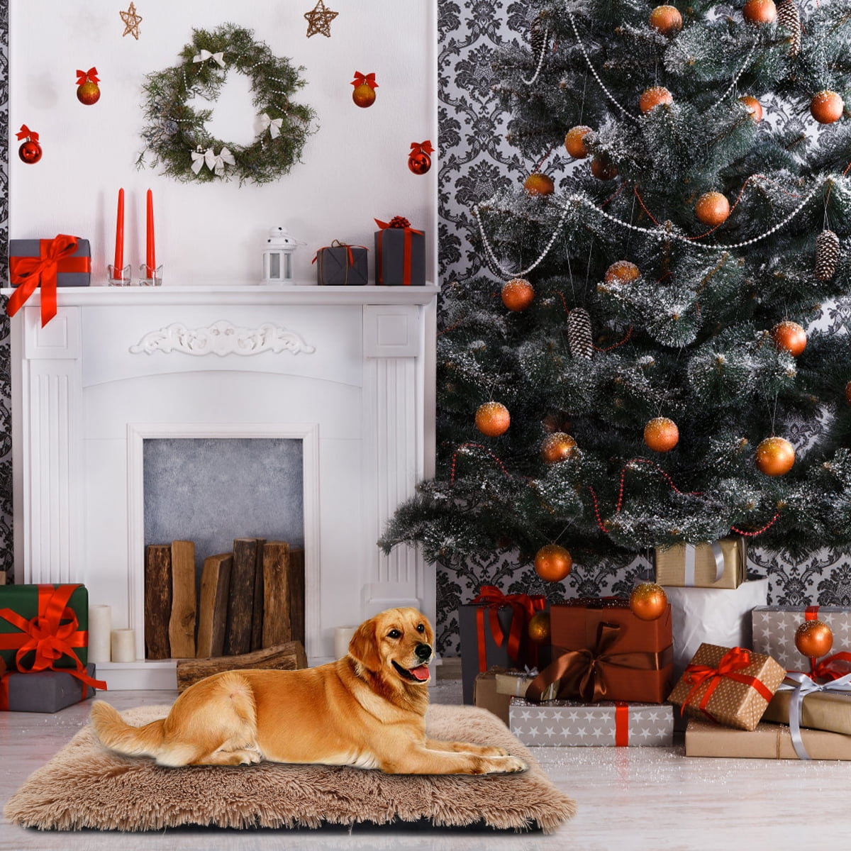 Relax love Dog Crate Mat Detachable and Washable Dog Bed Cushion with Anti-slip Bottom Kitten Puppy Soft Cushion Blanket,L