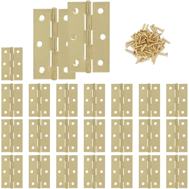 Murtenze 24 Pack 2.5 Inch Door Hinge - Gold Butt Hinges With Ball Bearing, Cabinet, Window, Outdoor Use - Mounting Screws Included