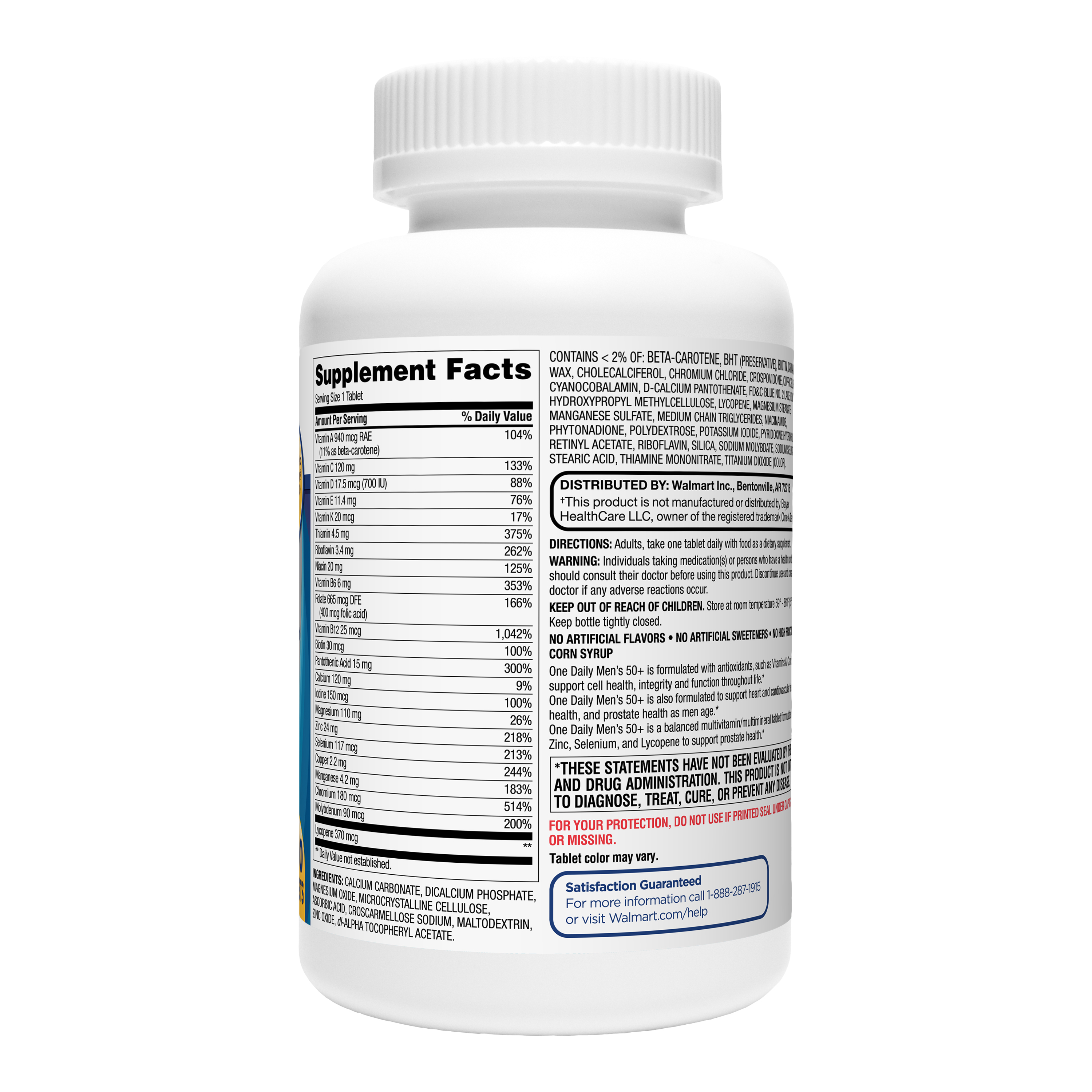 Multivitamínico Diario para Hombres 50+ con Minerales, 200 tabletas, comparable a One a Day® Men's 50+ Multi 4