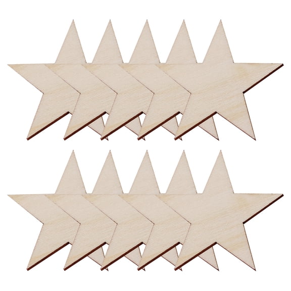 USHOBE Unfinished Wooden Chips Star Shaped DIY Accessory for Decor Beige 100Pcs