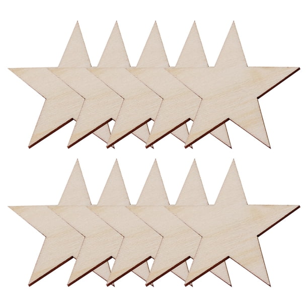 100 piezas de rodajas de madera creativas para manualidades, con forma de estrella de cinco puntas.