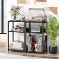 thumbnail image 4 of Large Record Player Stand, 3-Tier Vinyl Record Storage for up to 130 Albums, Turnable Stand for Living Room, Black, 4 of 8
