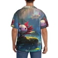 thumbnail image 3 of Fotbe Pond Cute Axolotl Camisa Estampada de Manga Corta para Hombre, Casual de Verano, Estilo Playero, Sin Arrugas-Small, 3 of 5