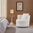 thumbnail image 4 of YYEAN Boucle Swivel Accent Armchair, 360-Degree Swiveling Barrel Living Room Chair,34.5″ W × 32.5″ D × 26.5″ H,White, 4 of 13