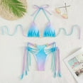 thumbnail image 4 of Women‘s Printed Triangle Halter Bikini Sets Bathing Suit with Cover Up Three Piece Swimsuits, 4 of 7