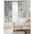 thumbnail image 2 of Spring Lavender Blackout Curtains 45 Inches Long, Garden Botanical Leaves Butterflies Thermal Insulated Black Out Curtains, Darkening Window Curtain Drapes for Bedroom Living Room 52"x45" 2 Panels, 2 of 9