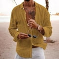 thumbnail image 2 of Mens Button Down Shirt N Top Light Shirts for Men Men Bodysuit Pajama Pajama Short 70s Shirt Young Mens Shirts Short Tee Outdoor Slim Casual Button Up Long Sleeve Beach T Yellow L, 2 of 5