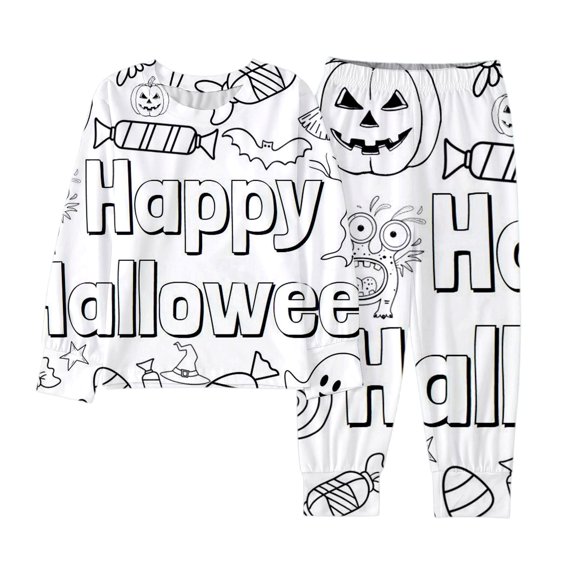 Shadoumai Halloween Pajamas Set Size 8 Coloring pajamas for teens Craftikit Cute Printed Diy Hand Painted Pjs Casual Shirt and Pant Sleepwear with Pockets 2 Piece Sets Pajamas for