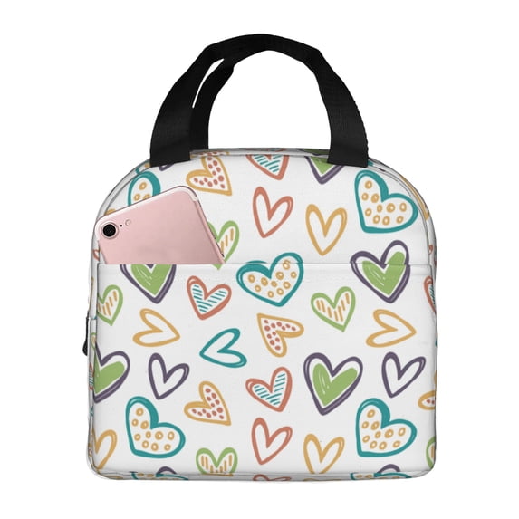 ZICANCN Insulated Lunch Bag for Women Men,Lovely Love Graffiti Reusable Cute Lunch Bags for Picnic School Work Office