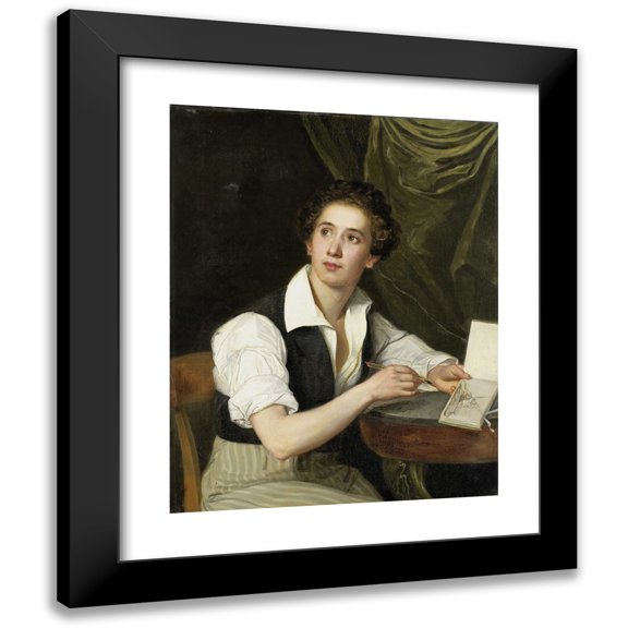 Charles Saligo 12x14 Black Modern Framed Museum Art Print Titled - Self-Portrait (1824 - 1826)