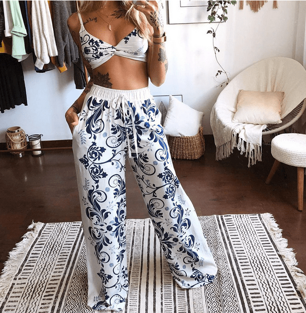 White Butterfly Printed Pattern Tops 