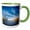Green/White, variant on 3drose, Ann Arbor Michigan Skyline 2, 11oz Two-tone Black Mug
