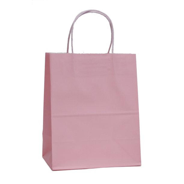 12 CT Medium Light Pink Kraft Bags, Kraft Gift Bag, Food Safe Ink