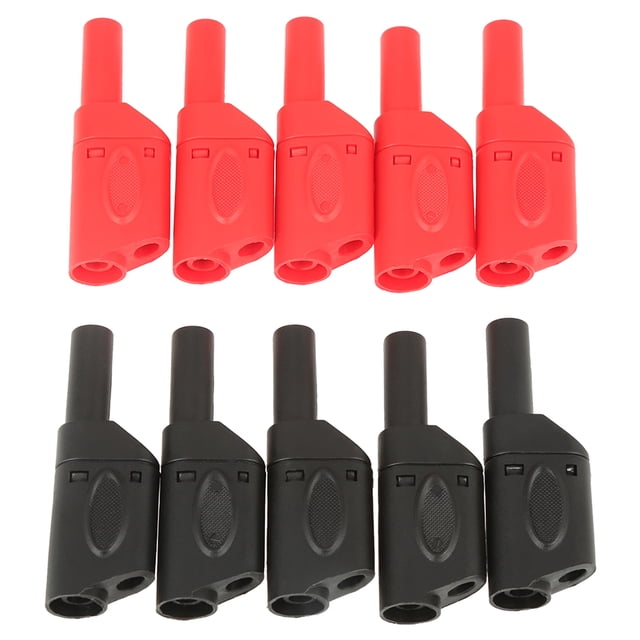 10 Piezas De 4 Mm Conectores De Seguridad Roja De Seguridad Negra De Enchufe De Plátano Apilables Totalmental Aislables Para Conexiones De Soldadoura De Pruebas Eléctricas