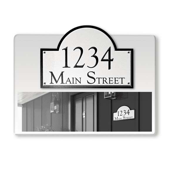 Curb-N-Sign® Fancy Arch Super Reflective Mailbox Address Numbers Plaque, Customized Address Number Letter, Aluminum Pre-Drilled Holes,12-Month Warranty (5”x7.5”, Gray)