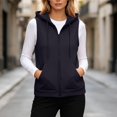 thumbnail image 2 of Ashirexll Womens Winter Coats, Womens Vests Outerwear, Solid Color Double Pocket Zipper Sleeveless Hooded Casual Fashion Outwear, 2 of 7