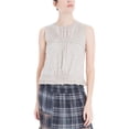 thumbnail image 1 of Max Studio London Womens Pleated Knit Blouse, Beige, Medium, 1 of 2