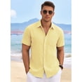thumbnail image 2 of RICHCOIN Mens Linen Shirts Short Sleeve Button Down Dress Shirts for Men Casual Summer Tops Beach, 2 of 7