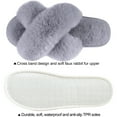 thumbnail image 7 of Women's Cross Band Slippers Soft Plush Furry Cozy Open Toe House Shoes Indoor Outdoor Faux Rabbit Fur Warm Comfy Slip On Breathable, 7 of 7