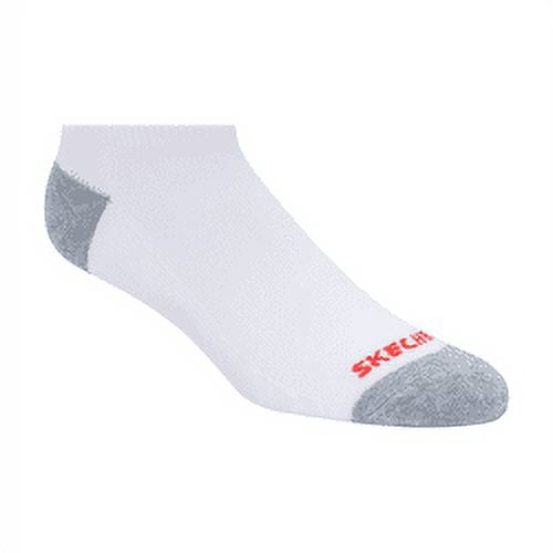 Skechers Kids Boys' 10 Pack 1/2 Terry No Show Socks, White/Blue, 9-11