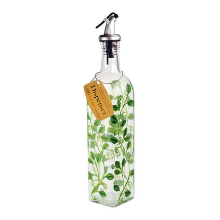 

Grant Howard 39570 Hand Painted Vines Glass Oil & Vinegar Cruet Bottle 16 Ounce