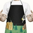 thumbnail image 2 of Green Bigfoot and Campfire Pattern Apron-Garden Aprons for Women with Pockets-Cotton Linen Waterproof Kitchen Cooking Gardening Aprons Adjustable for Kitchen,Cooking,BBQ and Salon 33x27 Inch, 2 of 7
