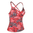 thumbnail image 4 of Mycoco Underwire Tankini Tops for Women Swimwear Supportive Swimsuits Top Criss Cross Bathing Suit Top Red Floral US16, 4 of 6