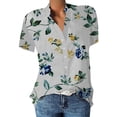 thumbnail image 1 of Camisas de verano para mujer, camisetas de manga corta con cuello en V para mujer con botones y estampado de flores OAVQHLG3B Store  lin121212, 1 of 3