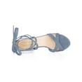 thumbnail image 4 of BLISSFUL STEP Women's Sandals High Block Heels Solid Color Lace up Sandals Haze blue 7, 4 of 6