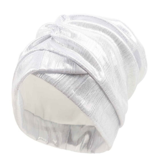 Jgppe Womens Turban Hat Vintage Sparkly Pleated Head Wrap Headband Cross Twist Head Scarf for Women