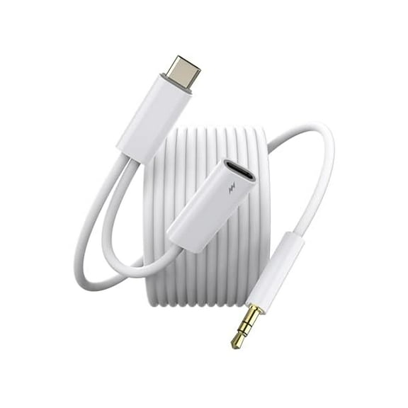 Aux to USB C,2-in-1 USB-C to Aux Cord with Charge Port Work for iPhone 16/15 Pro Max,Car USB Type-C to 3.5mm Male Audio Cable Support Calls & Fast Charging for Car Stereo, Speaker, Headphones