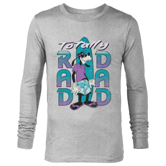 Disney Goofy Totally Rad Dad Father’s Day Surfing Distressed - Long Sleeve T-Shirt for Men - Customized-Athletic Heather