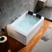 Empava 71 in. Acrylic Alcove Whirlpool Bathtub - Hydromassage Rectangular Jetted Soaking Tub with Right Side Drain
