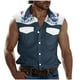 thumbnail image 2 of Camiseta sin mangas con cuello vuelto para hombre, estilo informal, a la moda, con estampado, cuello vuelto, sin mangas, bolsillos, deportiva, de poliéster, 2 of 5