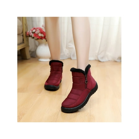 

Ferndule Ladies Snow Winter Boots Womens Faux - Warm Grip Sole Zip Ankle Boots Shoes
