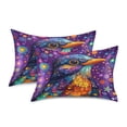 thumbnail image 2 of Dailycode Satin Pillow Case Standard Silk Pillow Cover for Hair and Skin Envelope Closure Cute Bird and Star 20"x26", 2 of 9
