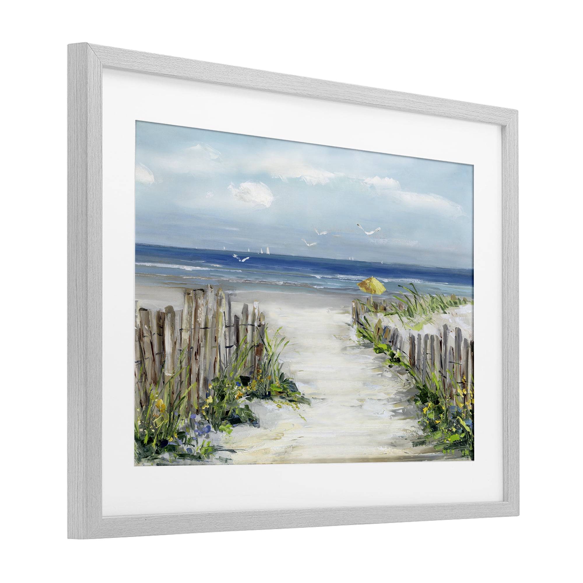Stupell Industries Sunlit Dune Path To Ocean Gray Framed Print Under Glass, design by Sally Swatland